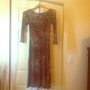 BCBG Ocelot Print Dress- Open Back